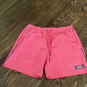 Vineyard Vines Coral and Navy Swim Shorts